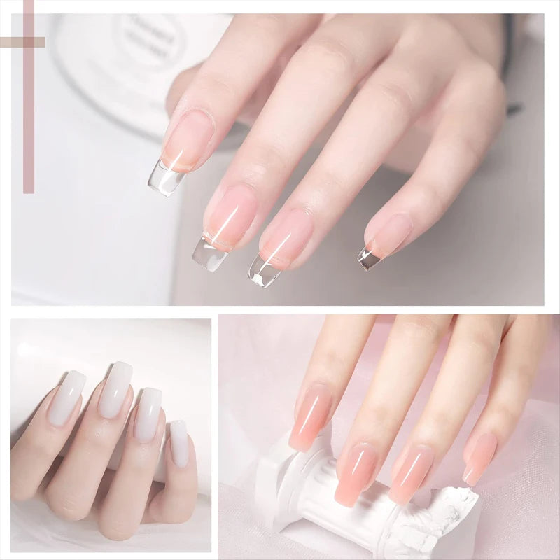 Kit de Gel de Extensión de Uñas 12 Colores — Con Lámpara, Base y Top Coat
