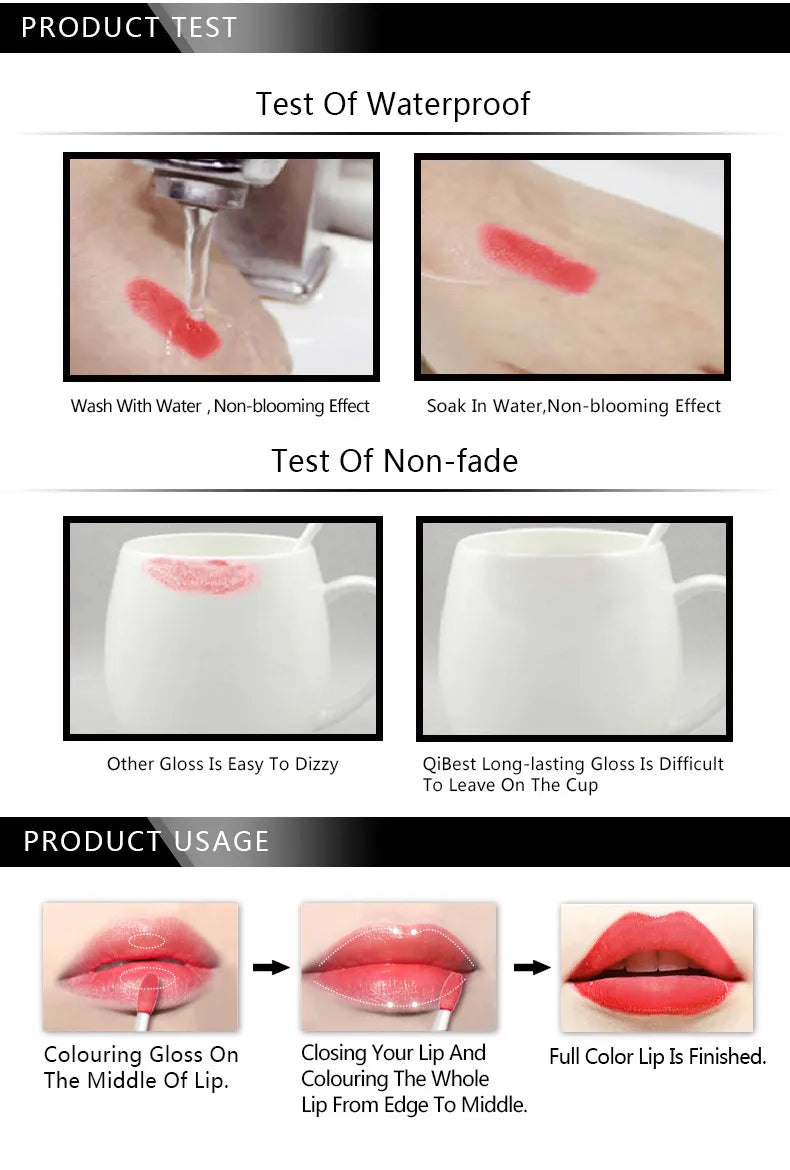 Kit de Labiales QIBEST 34 Colores — Mate, Resistente al Agua y Larga Duración