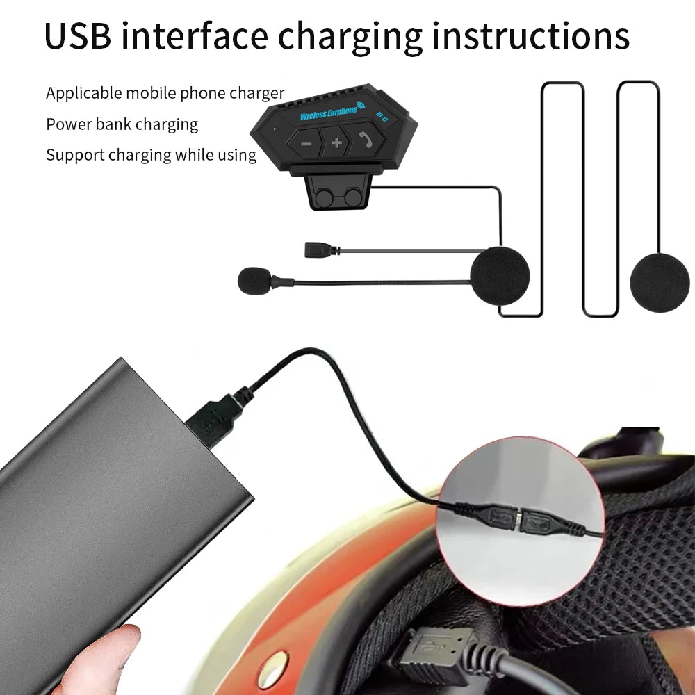 Auriculares Bluetooth para Casco de Moto BT12 con Micrófono Manos Libres