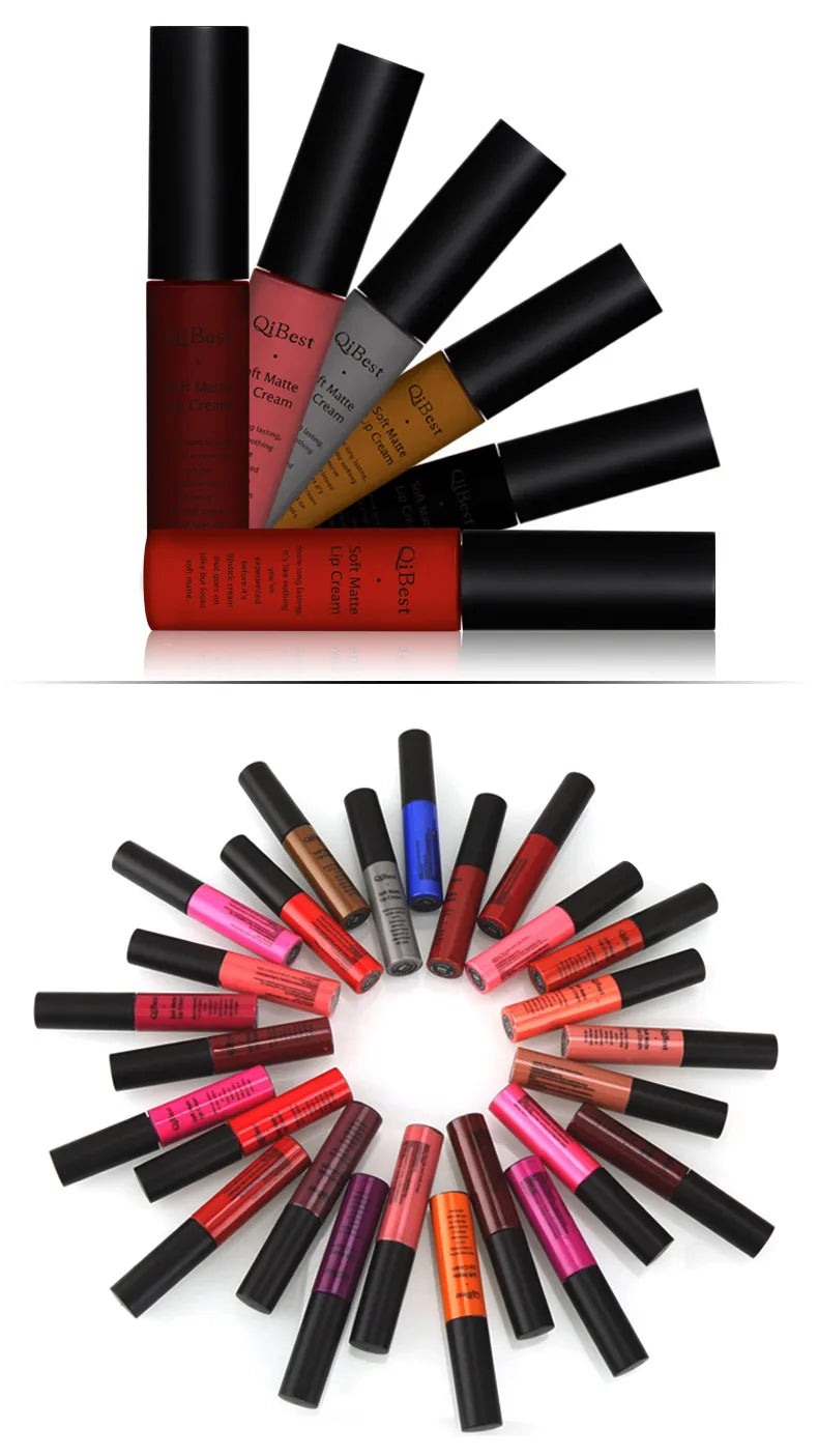 Kit de Labiales QIBEST 34 Colores — Mate, Resistente al Agua y Larga Duración