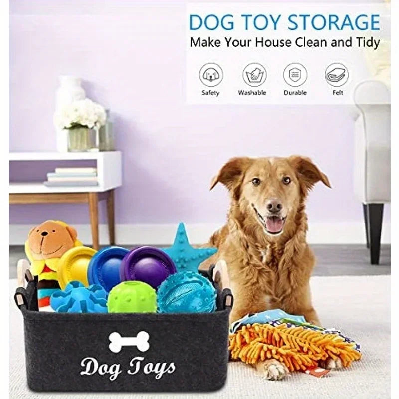 Cesta Organizadora de Fieltro para Juguetes y Accesorios de Mascotas
