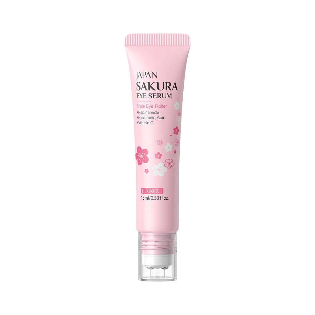 Contorno de Ojos LAIKOU Sakura con Rodillo — Antiojeras, Hidratante y Antiarrugas