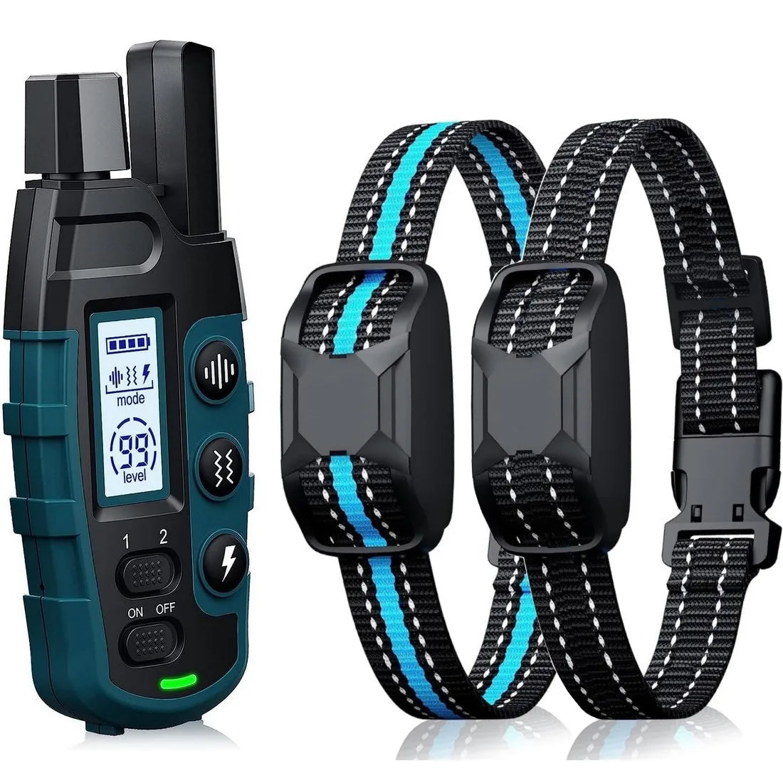Collar de Adiestramiento para 2 Perros con Mando — 3300 pies, Recargable