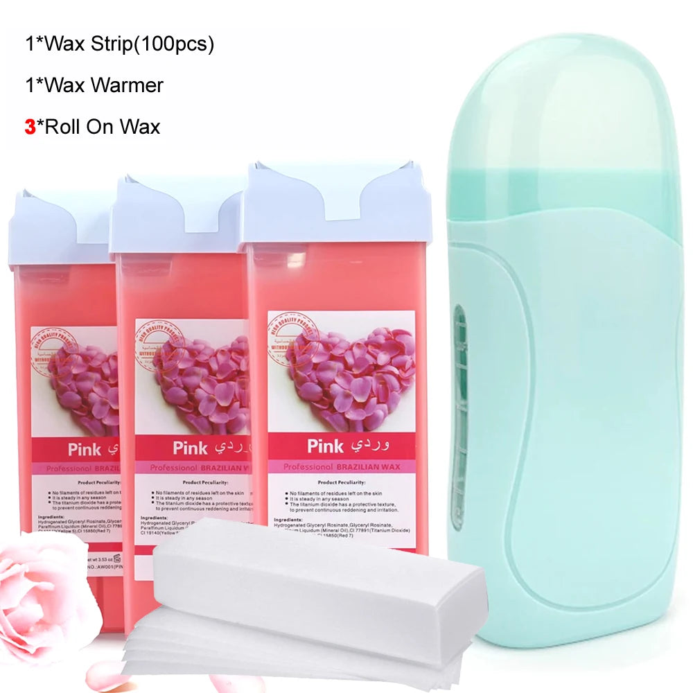 Kit de Depilación con Cera Profesional — Rodillo Calentador y Crema Depilatoria