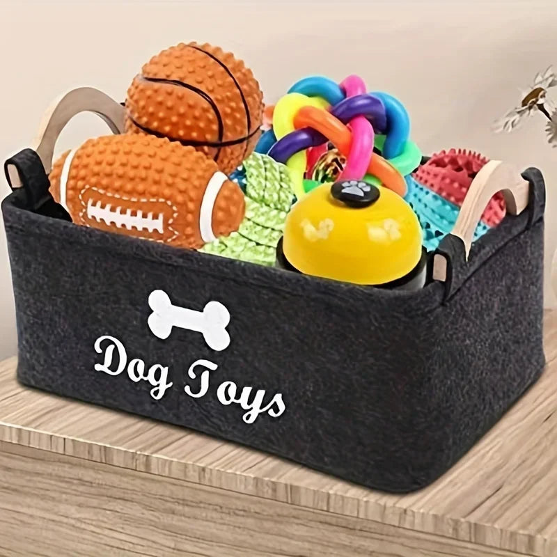 Cesta Organizadora de Fieltro para Juguetes y Accesorios de Mascotas