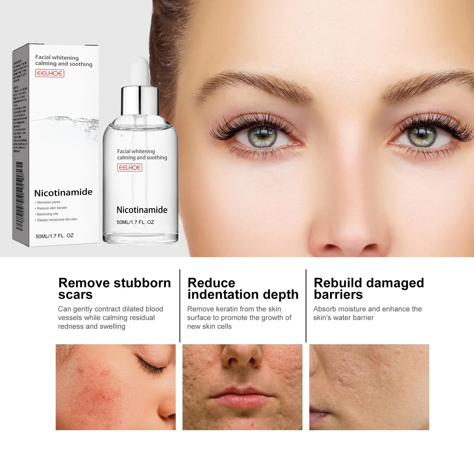 Pore Shrinking Serum Face Removing Dullness Facial Nicotinamide Hydrating Face Lifting Hyaluronic Acid Face Moisturizing Serum
