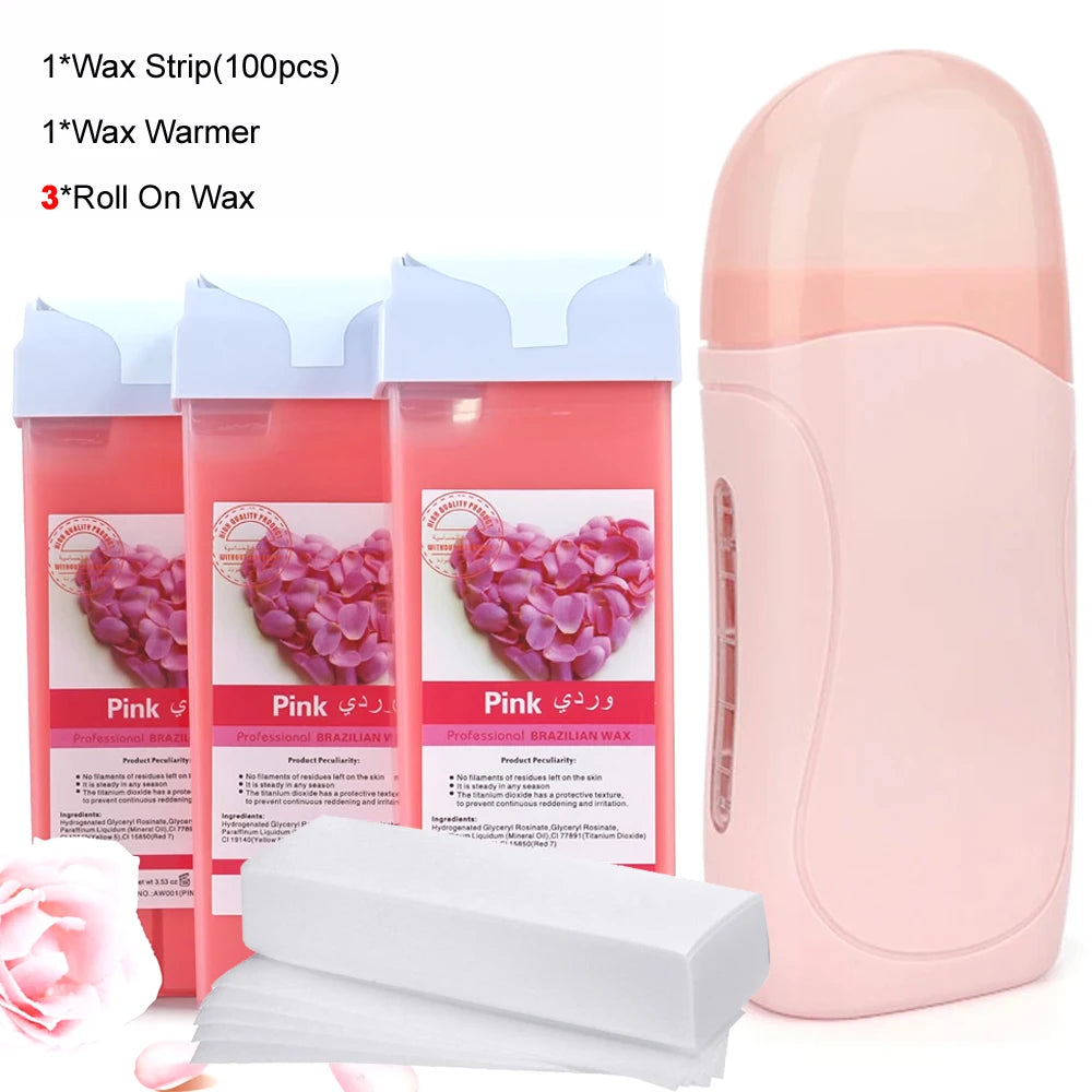 Kit de Depilación con Cera Profesional — Rodillo Calentador y Crema Depilatoria