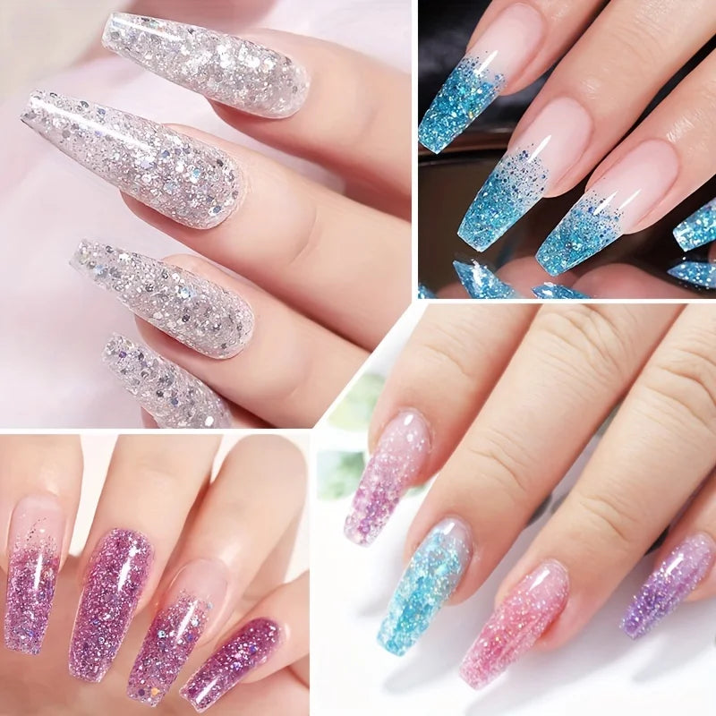 Kit de Gel de Extensión de Uñas 12 Colores — Con Lámpara, Base y Top Coat