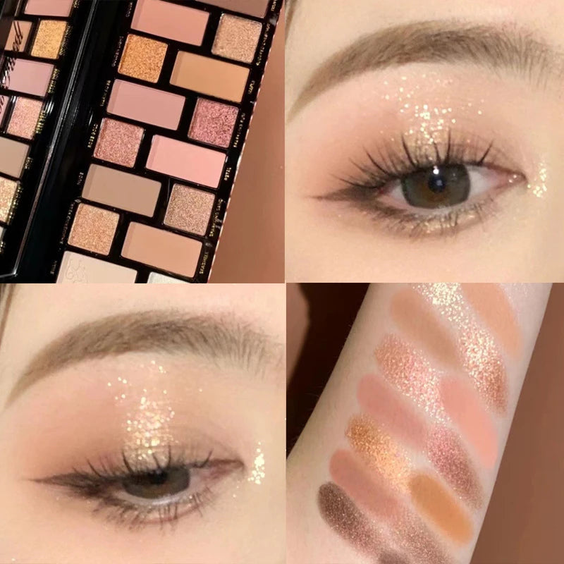 Paleta de Sombras 16 Colores Mate y Glitter — Resistente al Agua