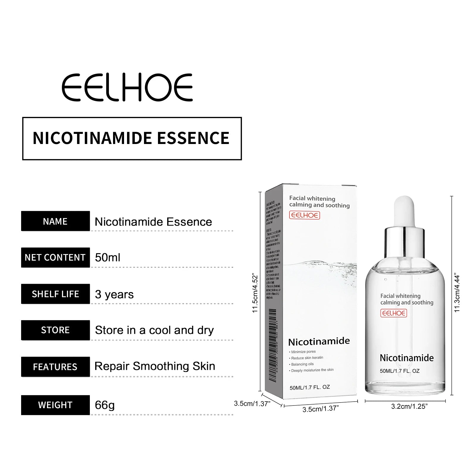 Pore Shrinking Serum Face Removing Dullness Facial Nicotinamide Hydrating Face Lifting Hyaluronic Acid Face Moisturizing Serum