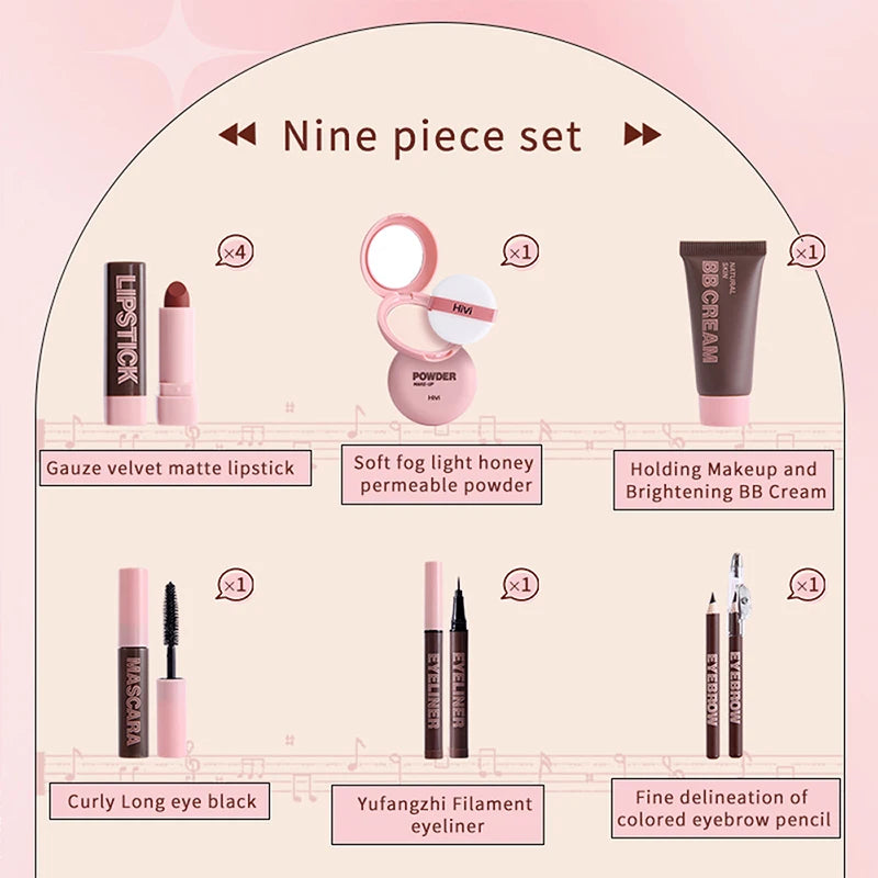 Set de Maquillaje de Lujo — 9 Labiales, BB Cream, Máscara y Más