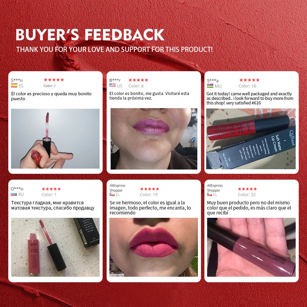 Kit de Labiales QIBEST 34 Colores — Mate, Resistente al Agua y Larga Duración