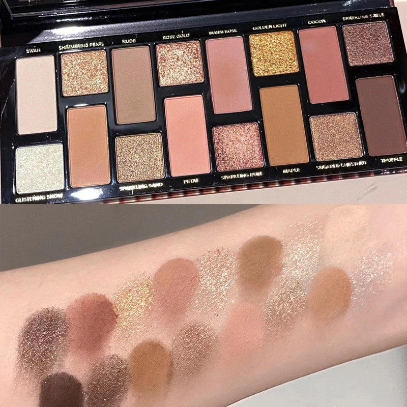 Paleta de Sombras 16 Colores Mate y Glitter — Resistente al Agua