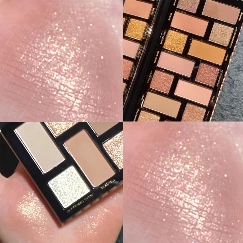 Paleta de Sombras 16 Colores Mate y Glitter — Resistente al Agua