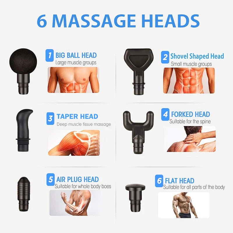 Pistola de Masaje Muscular Profesional — 30 Niveles, Silenciosa y Recargable