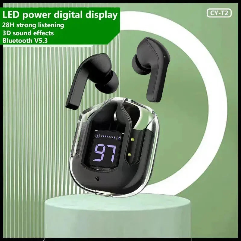 Auriculares Bluetooth Transparentes T2 con Pantalla LED