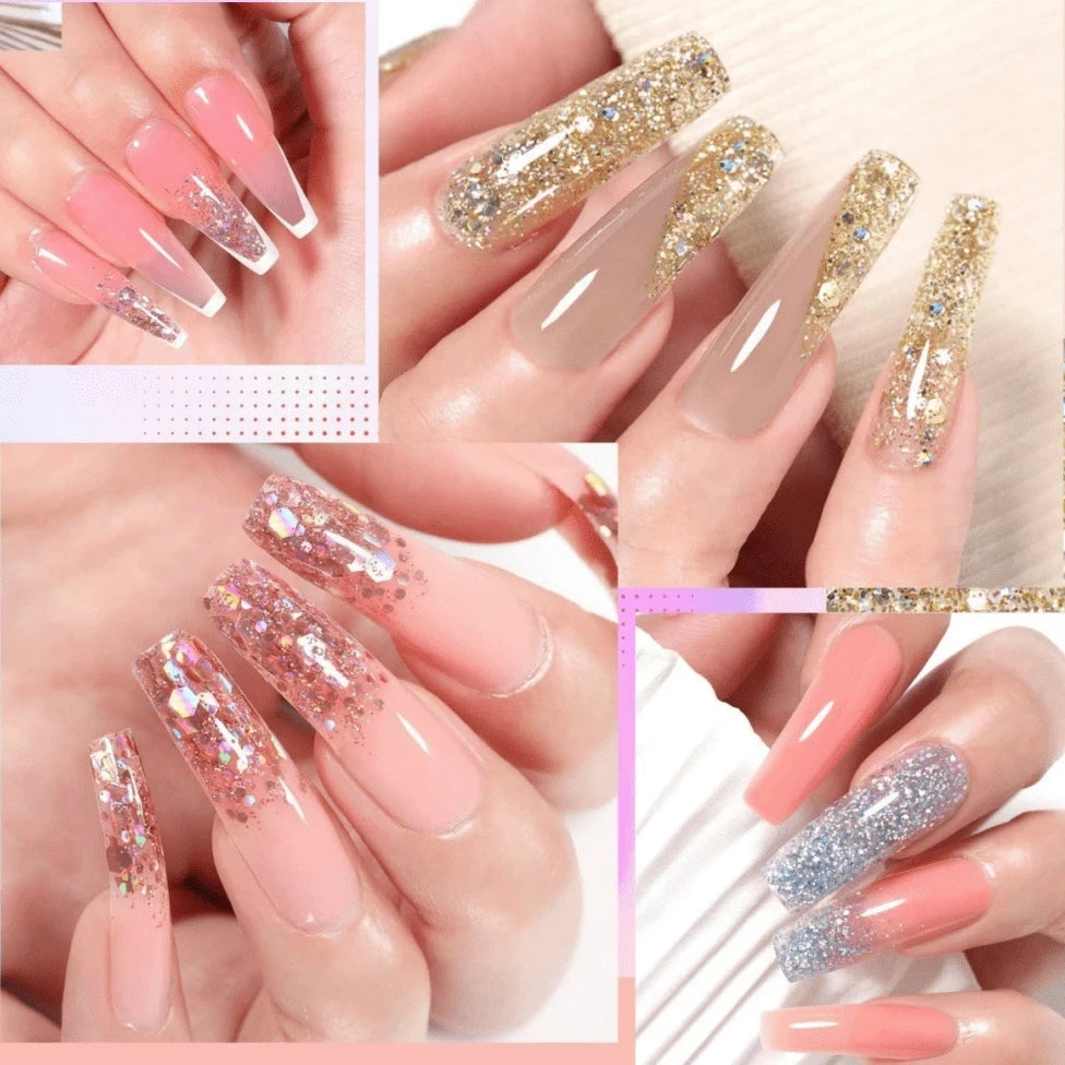 Kit de Gel de Extensión de Uñas 12 Colores — Con Lámpara, Base y Top Coat