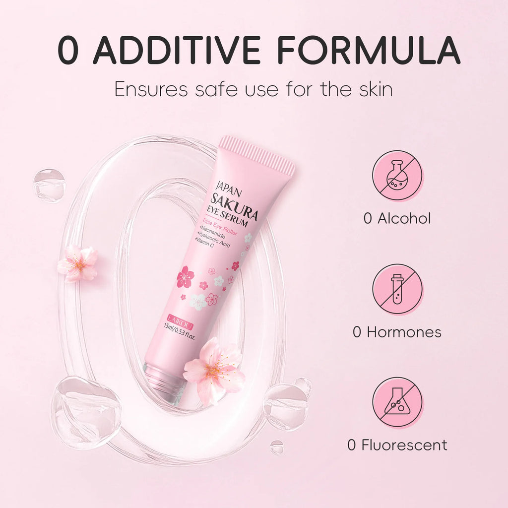 Contorno de Ojos LAIKOU Sakura con Rodillo — Antiojeras, Hidratante y Antiarrugas