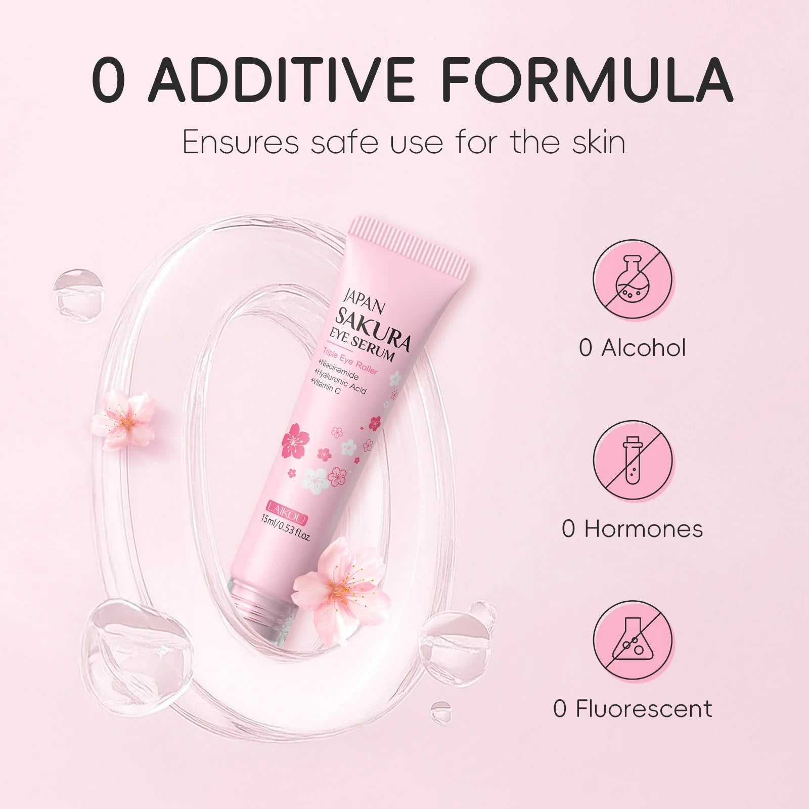 Contorno de Ojos LAIKOU Sakura con Rodillo — Antiojeras, Hidratante y Antiarrugas