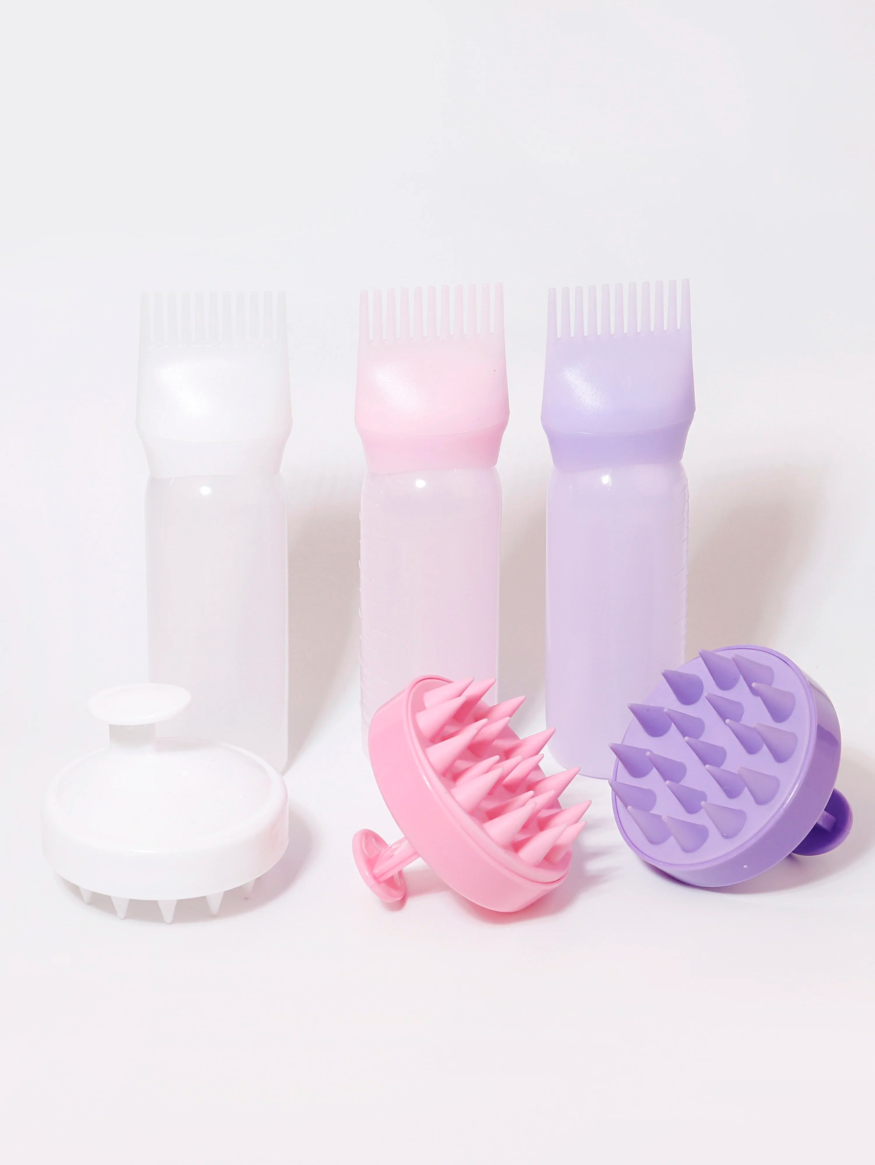 Set 2 Peines Aplicadores con Cepillo de Silicona para Cuero Cabelludo