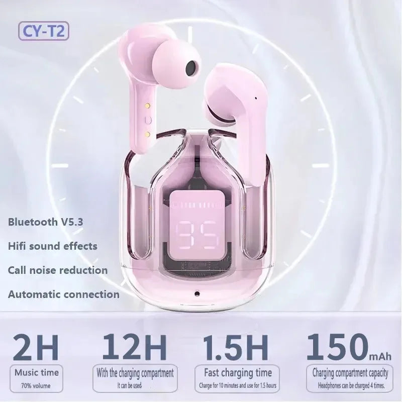 Auriculares Bluetooth Transparentes T2 con Pantalla LED