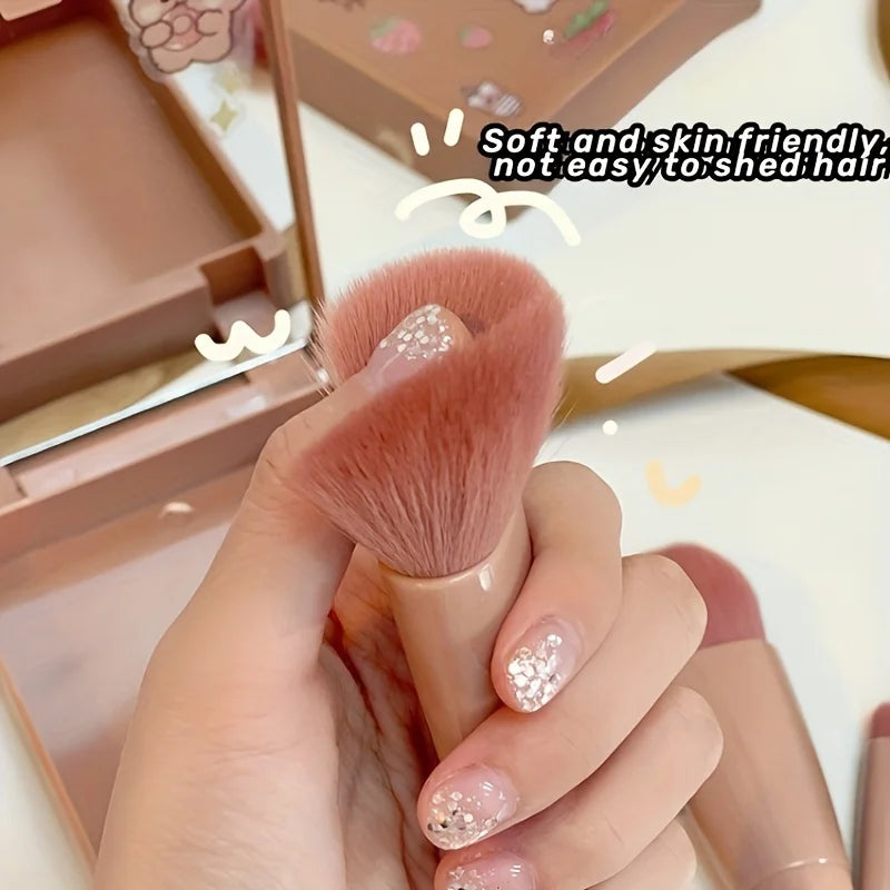 Set de 5 Brochas de Maquillaje de Viaje con Espejo Plegable
