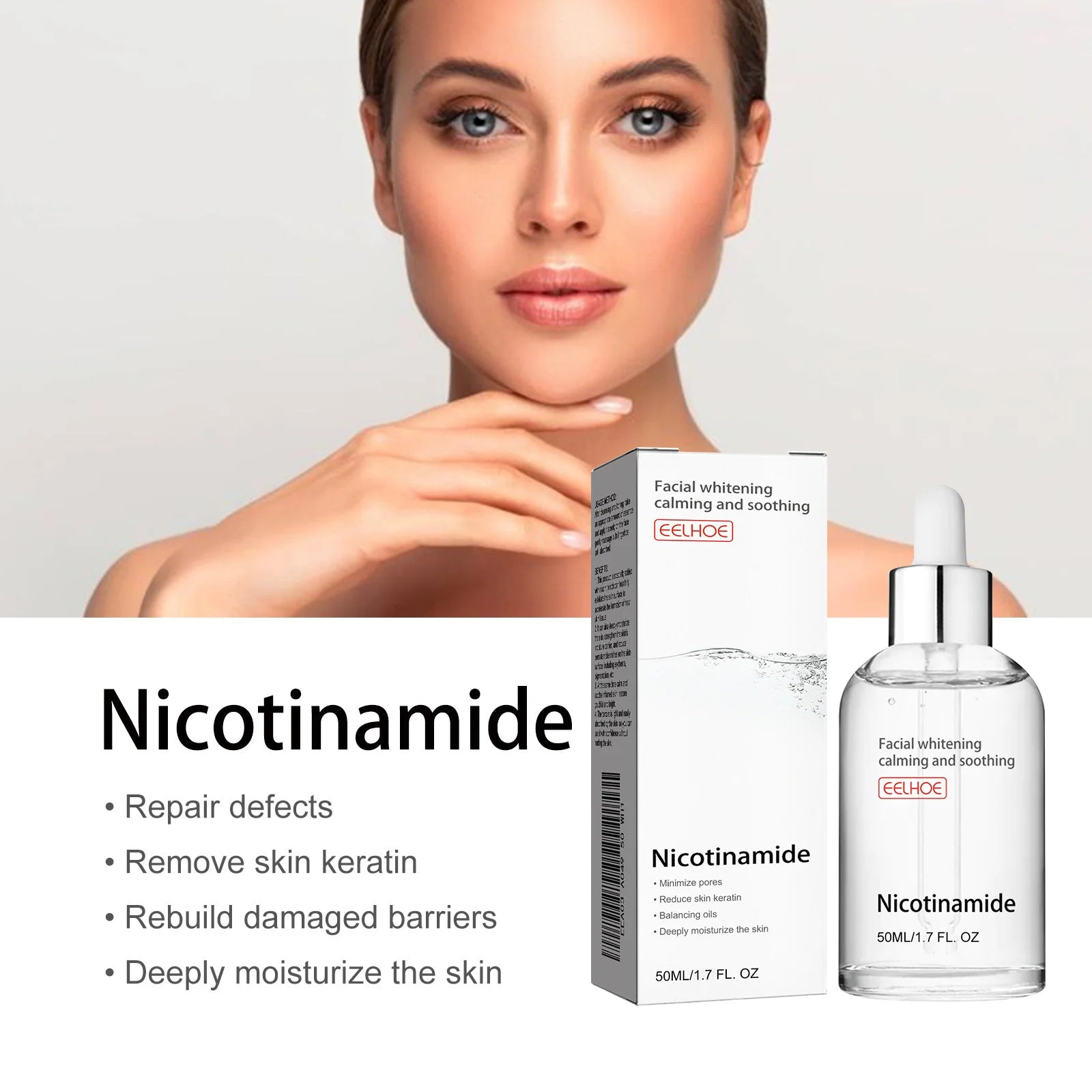 Pore Shrinking Serum Face Removing Dullness Facial Nicotinamide Hydrating Face Lifting Hyaluronic Acid Face Moisturizing Serum