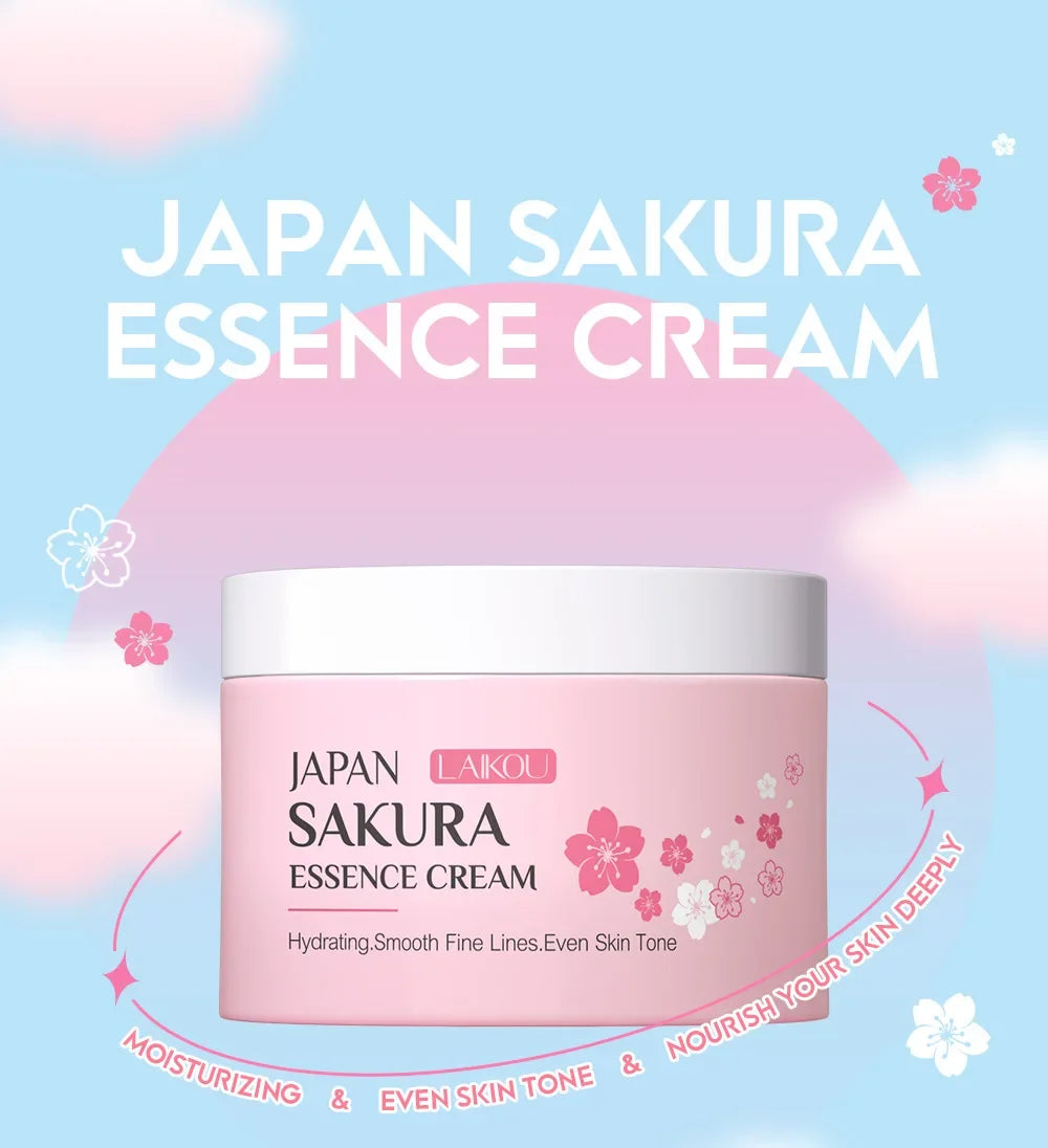 Crema Facial LAIKOU Sakura Cherry Blossom — Hidratación Profunda y Antiedad