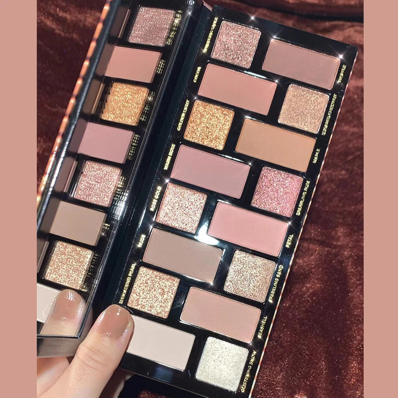 Paleta de Sombras 16 Colores Mate y Glitter — Resistente al Agua