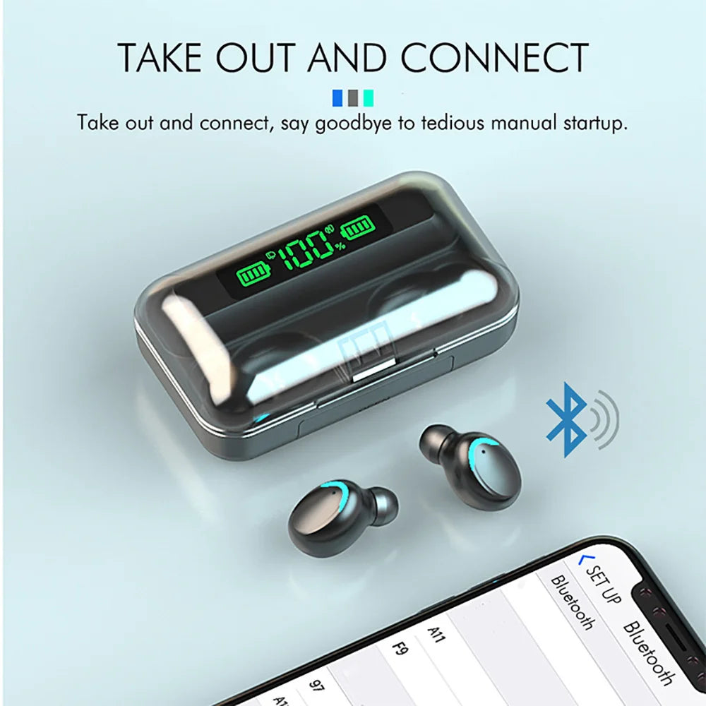 Auriculares Bluetooth TWS F9 Deportivos con Micrófono y Sonido 9D