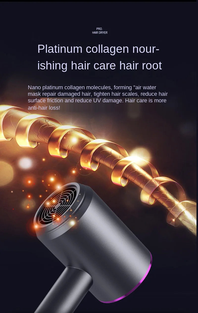Secador de Pelo Profesional con Iones Negativos y Luz Azul