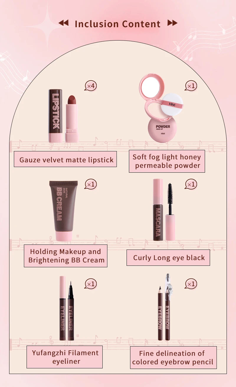 Set de Maquillaje de Lujo — 9 Labiales, BB Cream, Máscara y Más