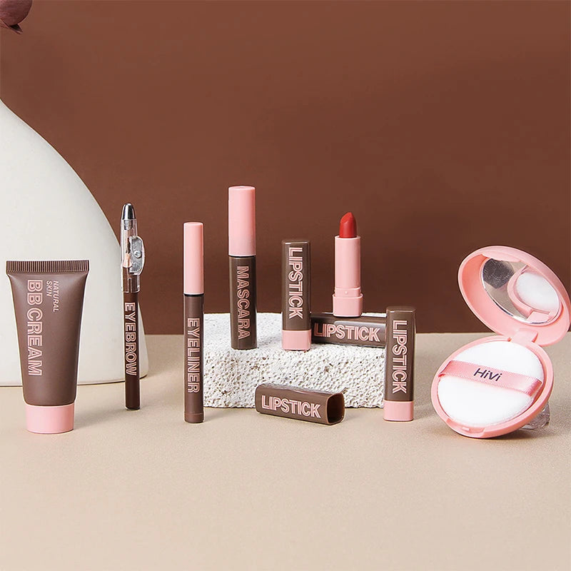 Set de Maquillaje de Lujo — 9 Labiales, BB Cream, Máscara y Más