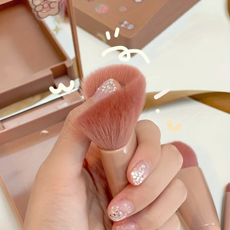 Set de 5 Brochas de Maquillaje de Viaje con Espejo Plegable