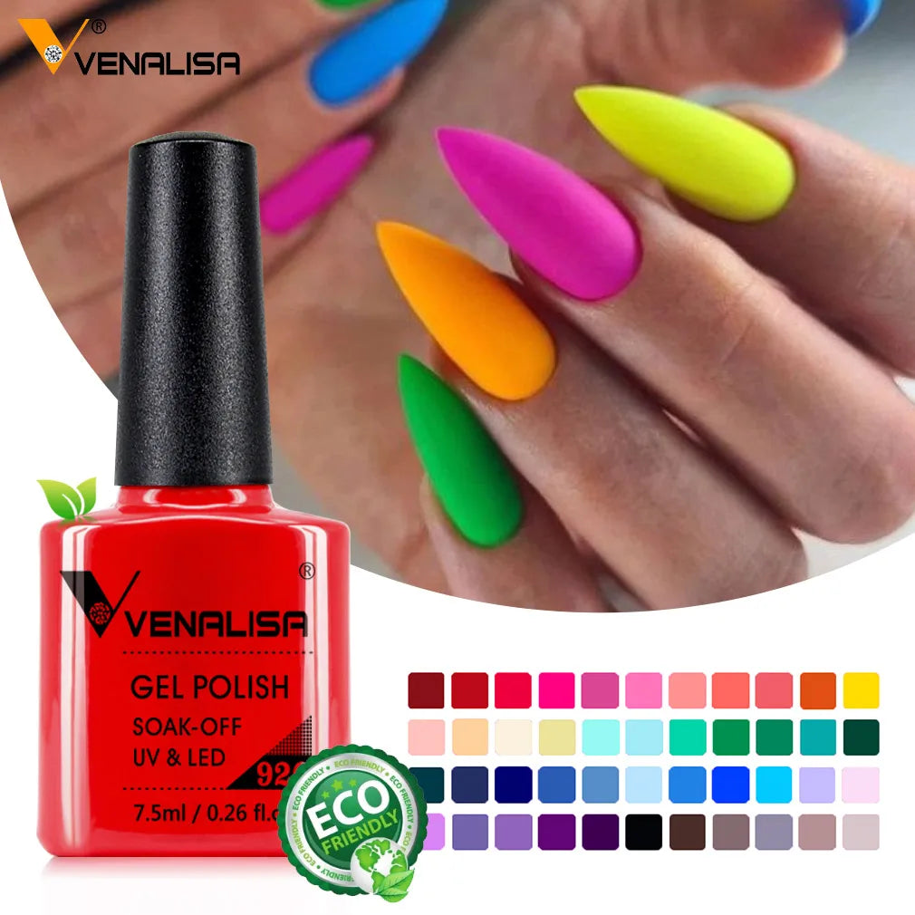 Venalisa 7.5ml Nail Gel Polish 60 Color Glitter Color Nail Varnish For Nail Art Manicure Top Coat Soak Off Enamel UV Gel Varnish
