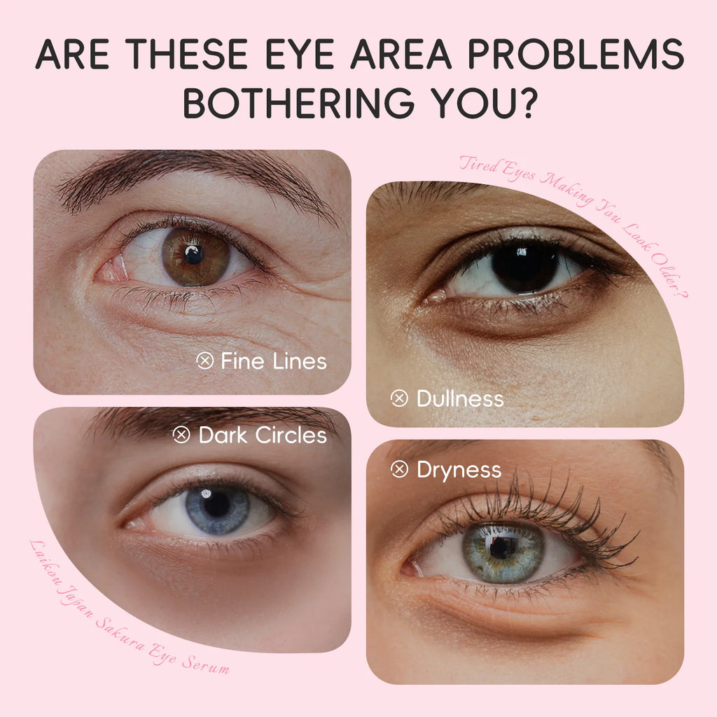 Contorno de Ojos LAIKOU Sakura con Rodillo — Antiojeras, Hidratante y Antiarrugas