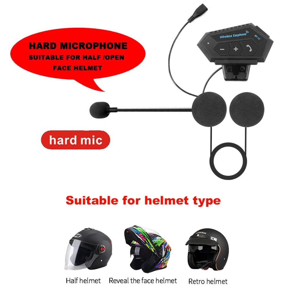 Auriculares Bluetooth para Casco de Moto BT12 con Micrófono Manos Libres