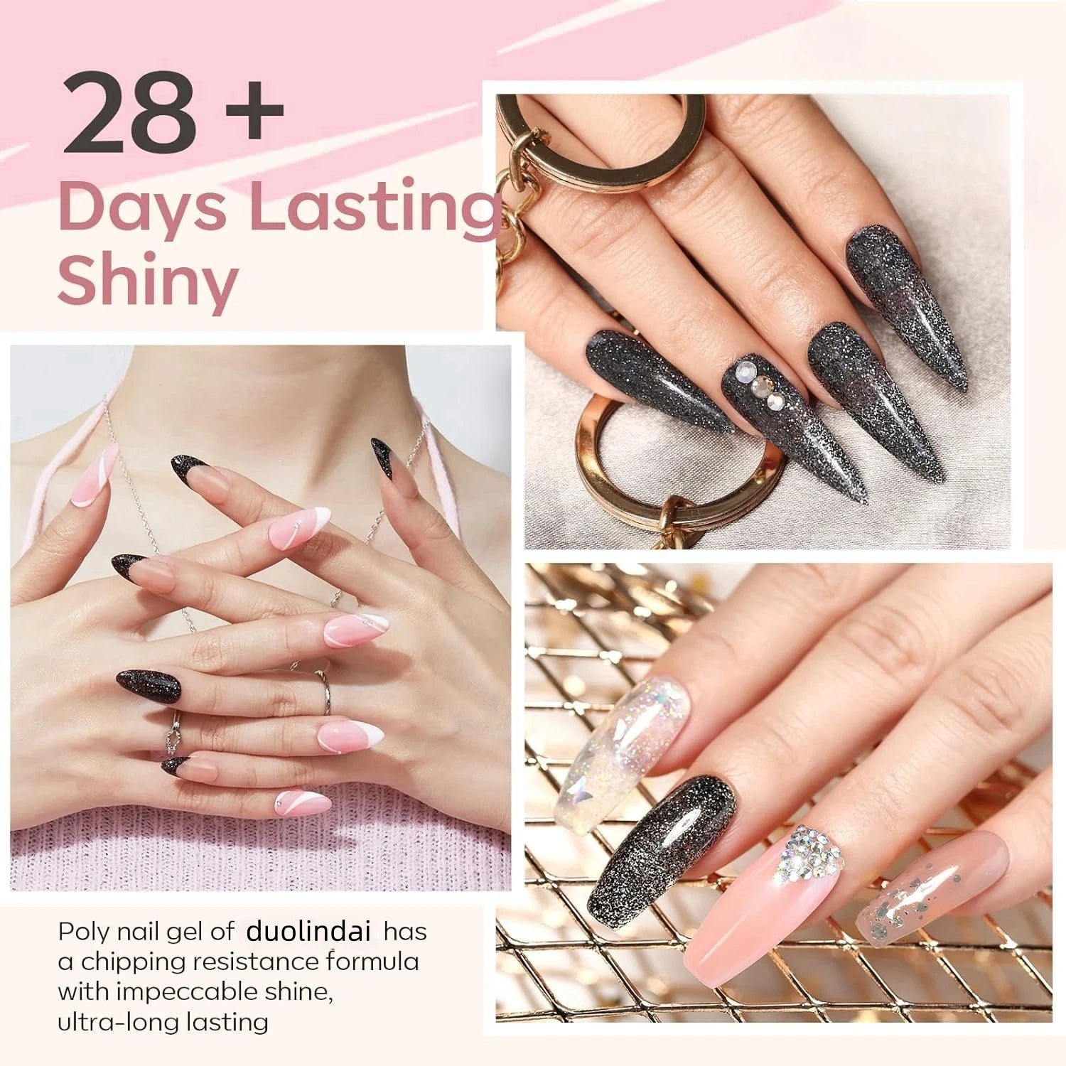 Kit de Gel de Extensión de Uñas 12 Colores — Con Lámpara, Base y Top Coat