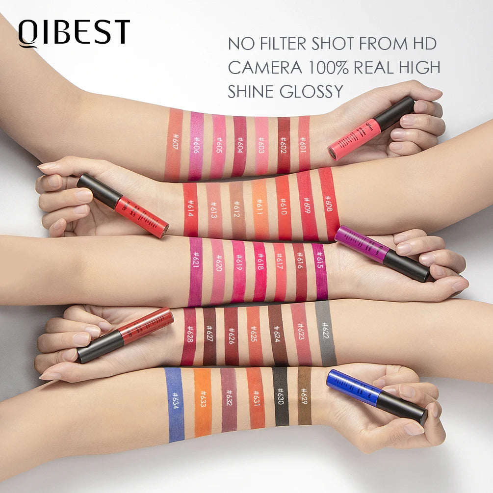 Kit de Labiales QIBEST 34 Colores — Mate, Resistente al Agua y Larga Duración