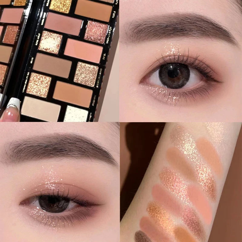 Paleta de Sombras 16 Colores Mate y Glitter — Resistente al Agua