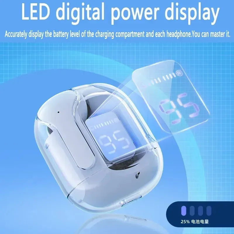 Auriculares Bluetooth Transparentes T2 con Pantalla LED
