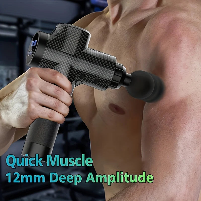 Pistola de Masaje Muscular Profesional — 30 Niveles, Silenciosa y Recargable