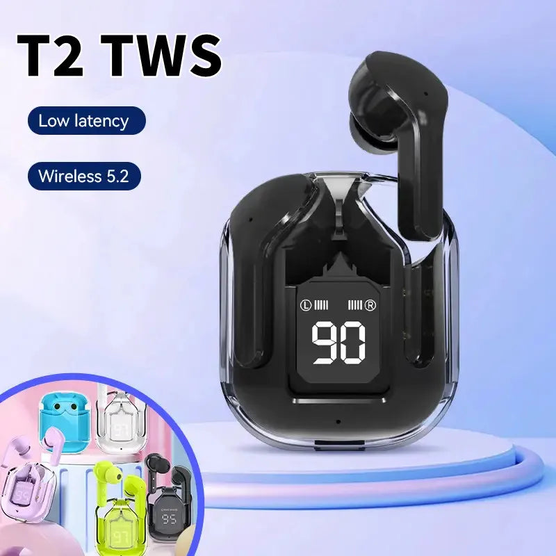 Auriculares Bluetooth Transparentes T2 con Pantalla LED